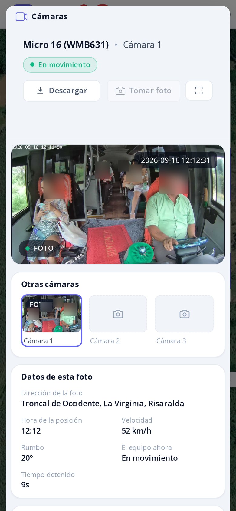App camera screen with a real photo