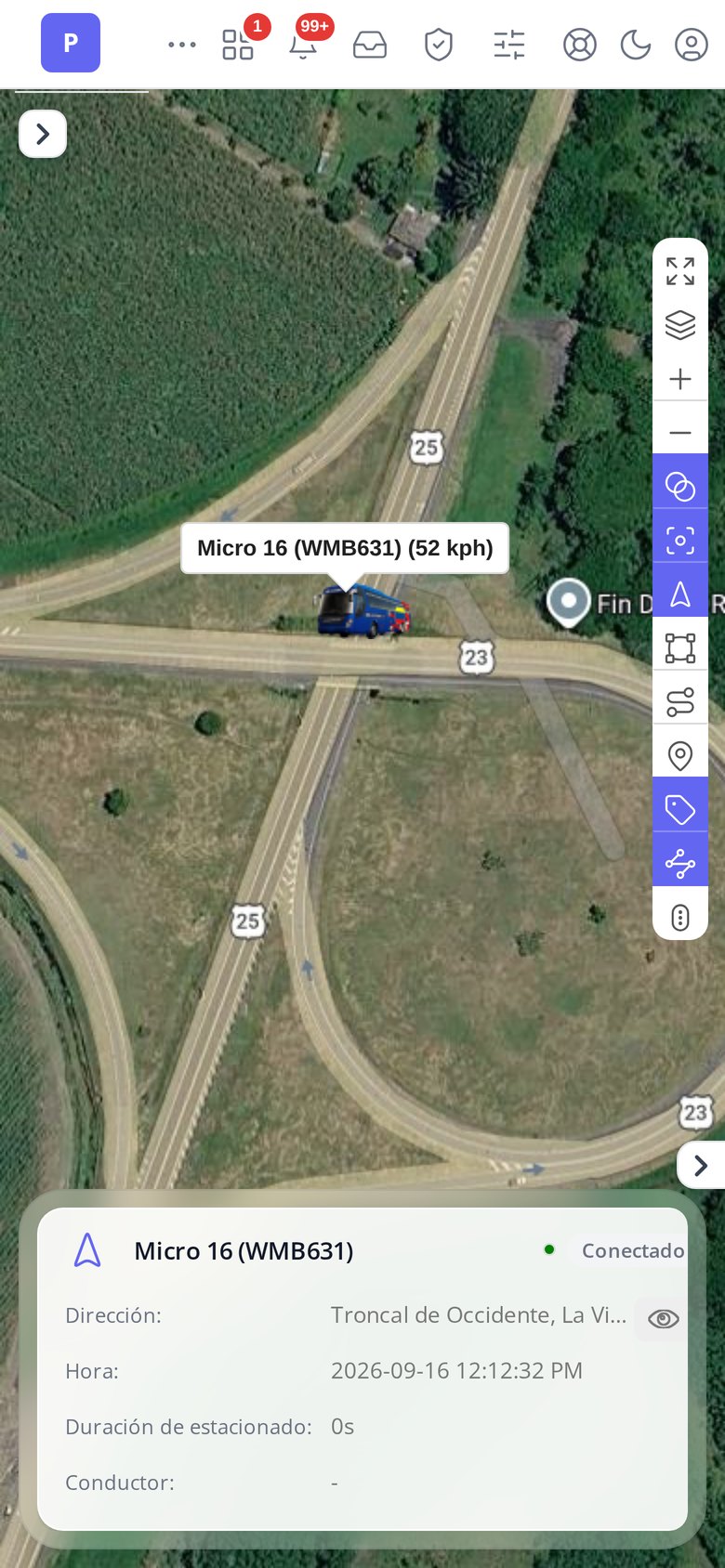 App map with a vehicle and its card