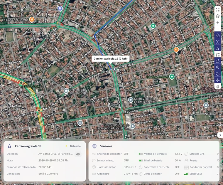 Panel debajo del mapa