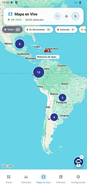 Mobile app with the live fleet map