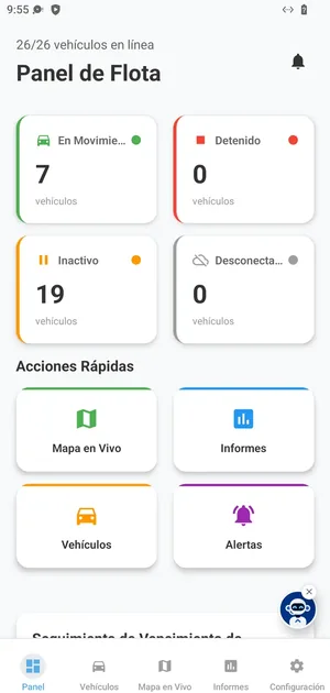 App with the distributor’s brand: fleet status dashboard