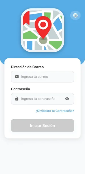 Sign-in screen of the Cliente GPS app, with no logo or company name