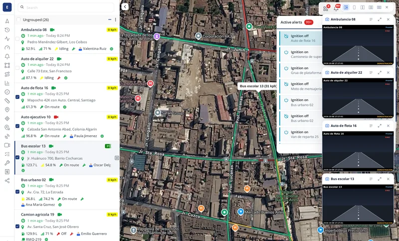 Four camera glances open over the map